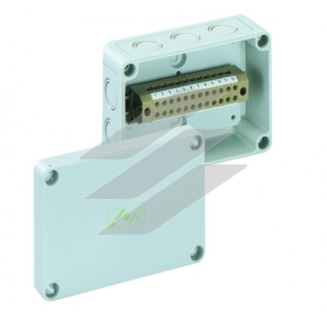 Корпус RKK 4/15-15х4² (130х94х57мм), клема 15х4мм², полістирол, метричні вводи-10місць під М16/20, IP66, Spelsberg